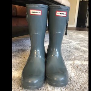 Gray Glossy Short Hunter Boots